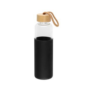 Gertuvė stiklinė su silikono apsauga 500 ml juoda Maku 616851