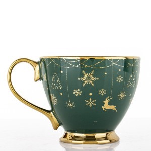 Puodelis porcelianinis žalias 9x14x11 cm 182117 KLD