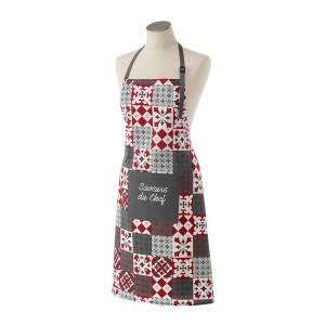 Prijuostė medvilninė 60x84 cm CREDENCE pilka/raudona douceur d'intérieur