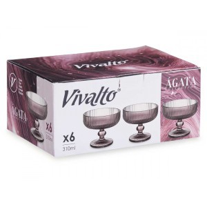 Indelis ledams/desertui 6vnt 310 ml stiklas, rausvos spalvos Vivalto 84923