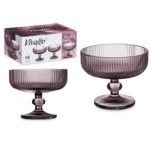 Indelis ledams/desertui 6vnt 310 ml stiklas, rausvos spalvos Vivalto 84923