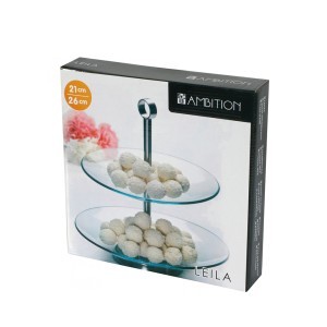 Padėklas stiklinis 2 aukštų 25x25x27 cm LEILA Ambition 69894