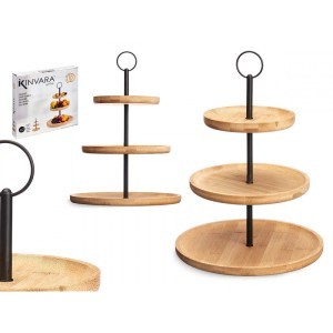 Padėklas bambukinis 3 aukštų 25x25x37 cm Kinvara 92281