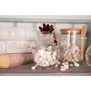 Indelis stiklinis saldainiams Gaidys 8x14 cm velykinis Clayre