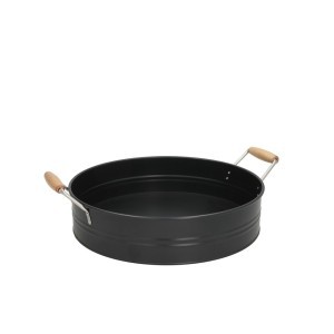 Padėklas apvalus juodo metalo, med. rankenos D35 cm 8445393391250