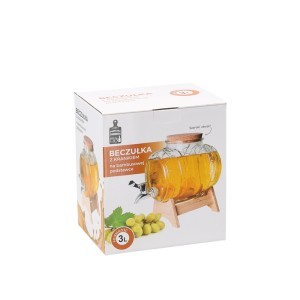 Indas stiklinis skysčiams su kraniuku ir stoveliu 3 L (statinaitė) ZIX1746