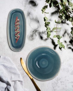 Padėklas/lėkštė 25,5x11,7x2,3 cm keramika OCEAN BLUE La Mediterranea 7470F20