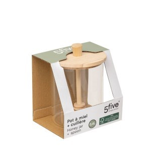 Stiklinis indelis medui su šaukšteliu D8,5xH13 cm 400 ml 5Five 203008