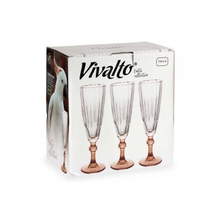 Taurės šampanui 170 ml 6 vnt komplekt. rožinės sp. Vivalto 78068