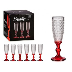 Taurės šampanui/vynui 180 ml 6 vnt komplekt. raudonos sp. Vivalto 77094