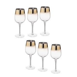 Taurės vynui 380 ml 6 vnt komplektas su aukso dekoru Secret de Gourmet 154966