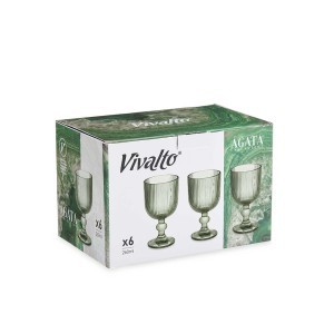 Taurės vynui 260 ml 6 vnt komplekt. žalsvos sp. Vivalto 84914