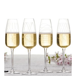 Taurės šampanui 290 ml 4 vnt komplektas, krištolinis stiklas Secret de Gourmet