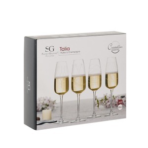 Taurės šampanui 290 ml 4 vnt komplektas, krištolinis stiklas Secret de Gourmet