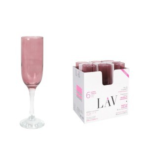 Taurės šampanui 210 ml 6 vnt komplektas rausvos sp. LAV HP-RS22167