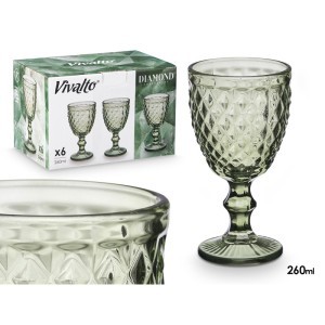 Taurės vynui 260 ml 6 vnt komplektas žalsvos sp. Diamond Vivalto 38014