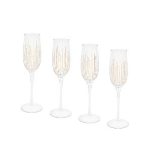 Taurės šampanui 210 ml 4 vnt komplektas, aukso spalvos dekoras Secret de Gourmet