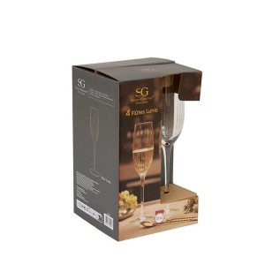 Taurės šampanui 210 ml 4 vnt komplektas, aukso spalvos dekoras Secret de Gourmet
