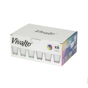 Stiklinių komplektas 6 vnt 310 ml spalvotos Vivalto 82270