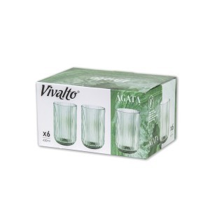 Stiklinių komplektas 6 vnt 430 ml žalia spalva Vivalto 84915