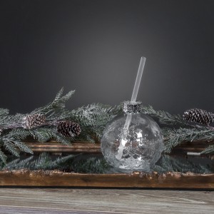 Indelis gėrimui su šiaudeliu, eglutės žaisliuko formos 400 ml 13002 KLD