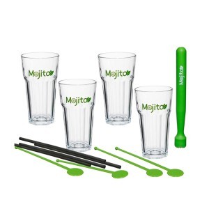 Stiklinių komplektas 4 vnt Mojito kokteiliams ir priedai gamybai Secret de Gourm