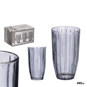 Stiklinių komplektas 6 vnt 440 ml pilkos spalvos Chloe Vivalto 12395