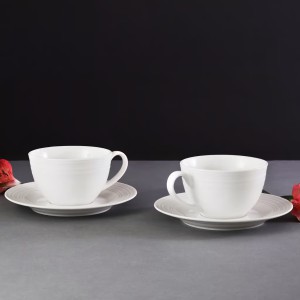 Puodeliai porcelianiniai 6 vnt komplektas 220 ml LINEA baltas Ambition 69076