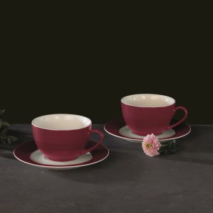 Puodeliai porcelianiniai 6 vnt komplektas 220 ml AURA RED Ambition 45605