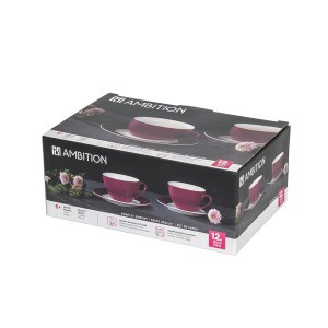 Puodeliai porcelianiniai 6 vnt komplektas 220 ml AURA RED Ambition 45605