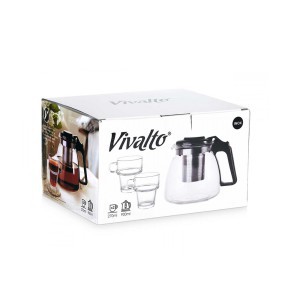 Arbatos rinkinys (arbatinukas 900 ml, puodeliai 2 vnt x 270 ml) Vivalto 82280