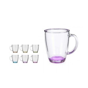 Puodeliai stikliniai komplektas 6 vnt 310 ml spalvoti Vivalto 82275