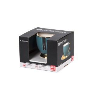 Puodelis porcelianinis ROYAL 220 ml su lėkštute turkio spalva Ambition 50988