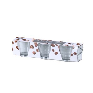 Puodeliai kavai 3 vnt 80 ml stikliniai su metaline rankena Urban Living 185315