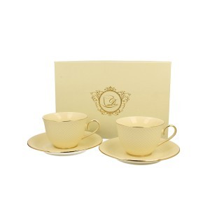 Puodeliai su lėkštelėmis porcelianiniai 2 vnt.  Vesper 290 ml DUO