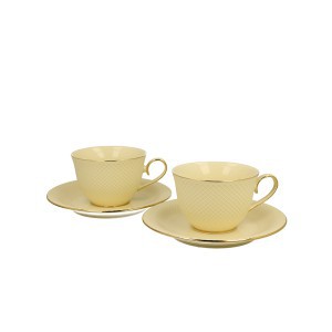 Puodeliai su lėkštelėmis porcelianiniai 2 vnt.  Vesper 290 ml DUO