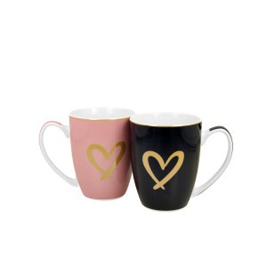 Puodeliai porcelianiniai 2 vnt. Širdelė 360 ml DUO