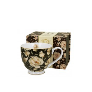 Puodelis porcelianinis ENGLISH ROSES BLACK 530 ml DUO