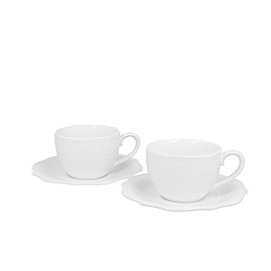 Puodeliai su lėkštutėmis porcelianiniai  Alice 210 ml DUO