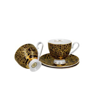 Puodeliai su lėkštutėmis 2 vnt. G. Klimt Gyvenimo medis 220 ml DUO