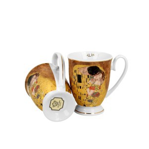 Puodeliai porcelianiniai 2 vnt G.Klimt Bučinys 320 ml DUO