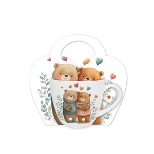 Puodelis porcelianinis Meškiukai 460 ml DUO