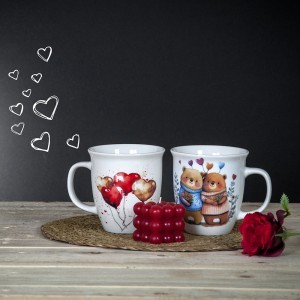 Puodelis porcelianinis Balionai su širdelėm 650 ml DUO