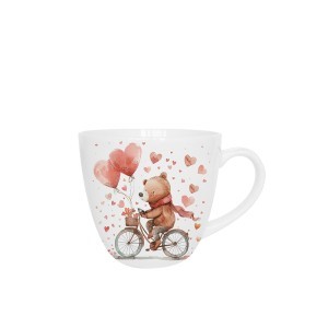 Puodelis porcelianinis Meškiukas ant dviračio  460 ml DUO