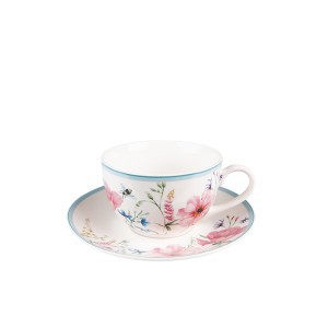 Puodelis su lėkštute porcelianinis 230 ml Flowers Clayre