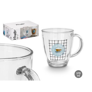 Puodeliai stikliniai komplektas 6 vnt 370 ml Coffee lovers Vivalto 11424