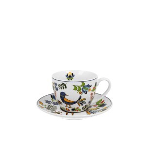 Puodelis su lėkštele porcelianinis 250 ml Paukštis DUO