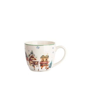 Puodelis porcelianinis su sieteliu 460 ml Kalėdinis miestelis DUO kld
