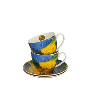 Puodeliai porcelianiniai  2 vnt. 270 ml Van Gogh Kavinės terasa naktį  DUO