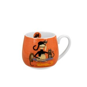 Puodelis porcelianinis 430 ml Mergina su katėm DUO